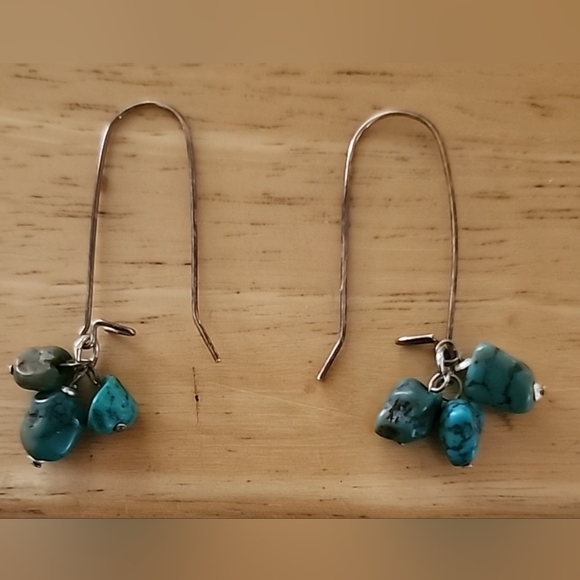 Vintage Nugget Turquoise Drop Earings - Picture 1 of 4